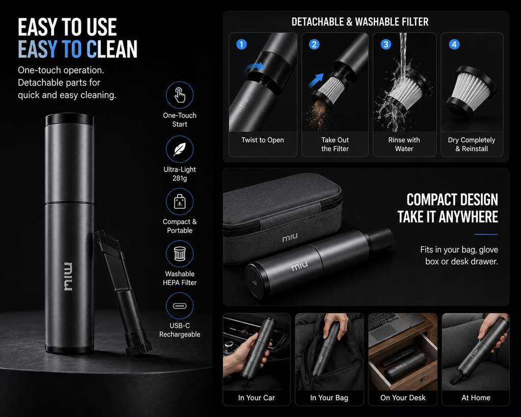 PocketVac™ Mini Cordless Vacuum | SAMBOVA