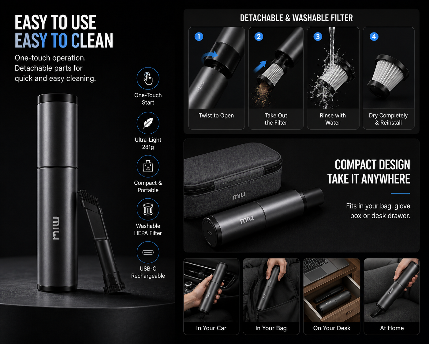 PocketVac™ Mini Cordless Vacuum | SAMBOVA
