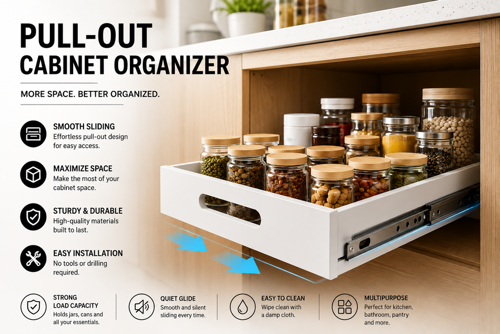 Pull-Out Cabinet Organizer Drawer – Sliding Kitchen & Pantry Storage | SAMBOVA