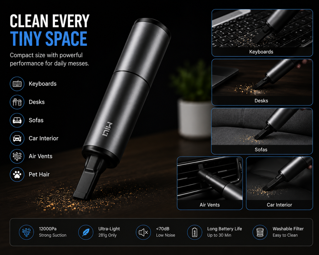 PocketVac™ Mini Cordless Vacuum | SAMBOVA