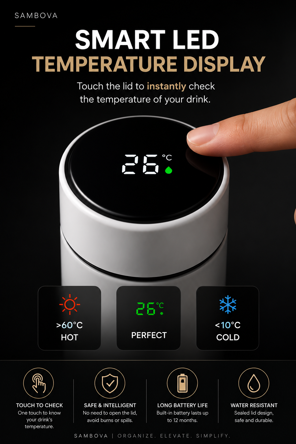TempSense™ Smart Thermos Bottle | SAMBOVA
