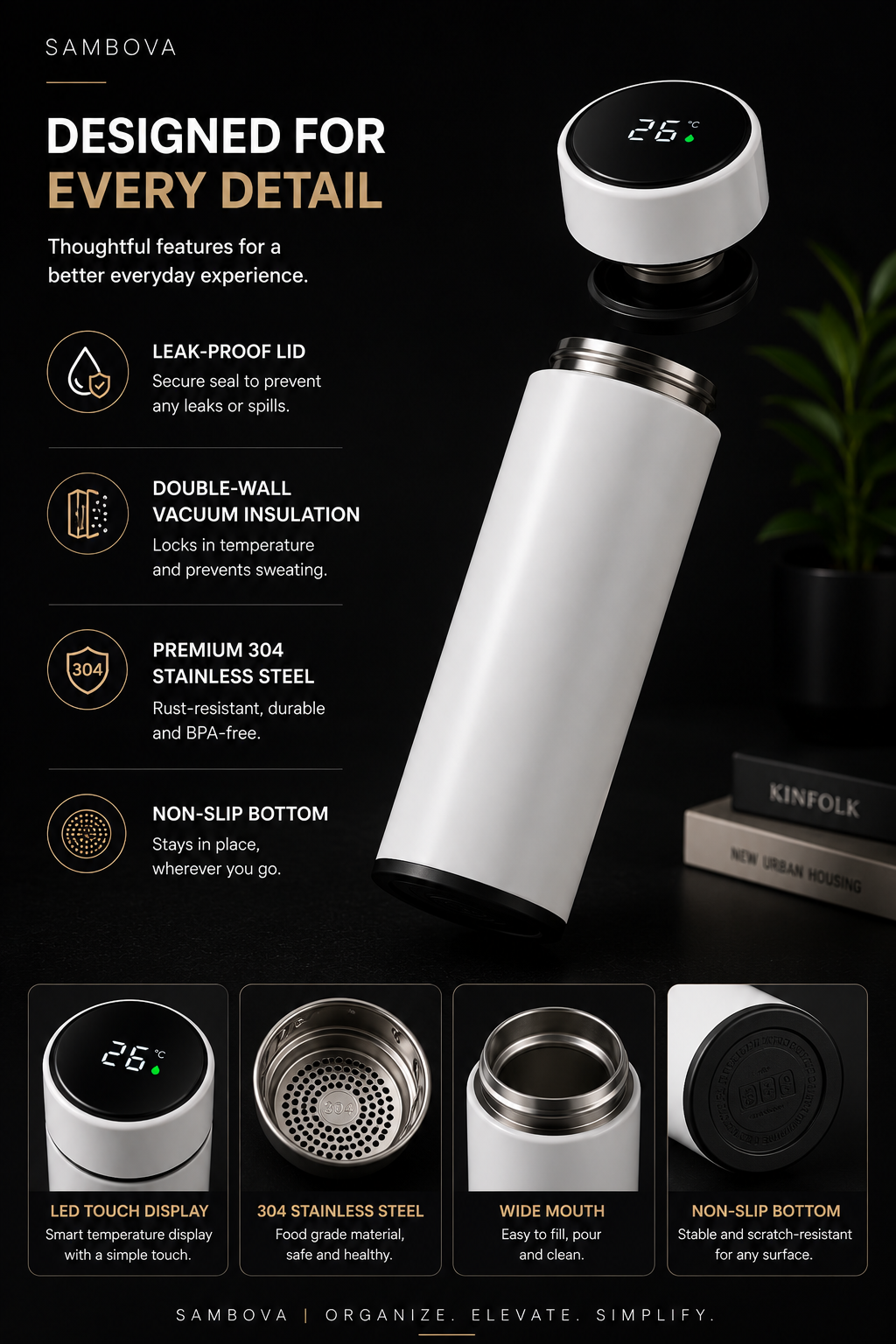 TempSense™ Smart Thermos Bottle | SAMBOVA