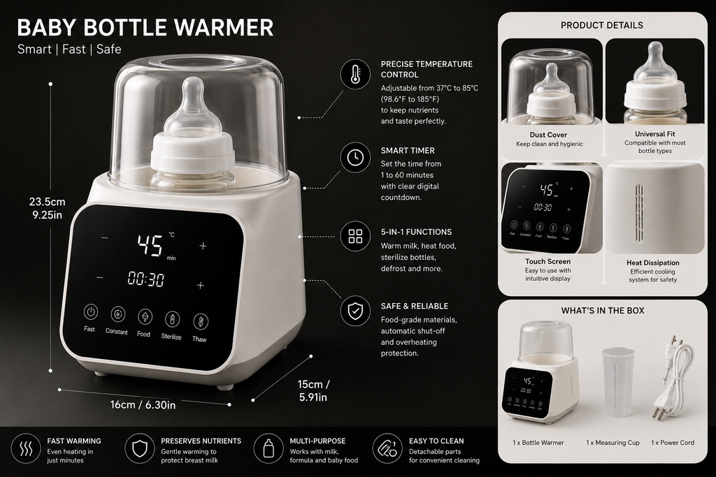 Smart Baby Bottle Warmer – Fast & Safe Milk Heater with Temperature Control | SAMBOVA