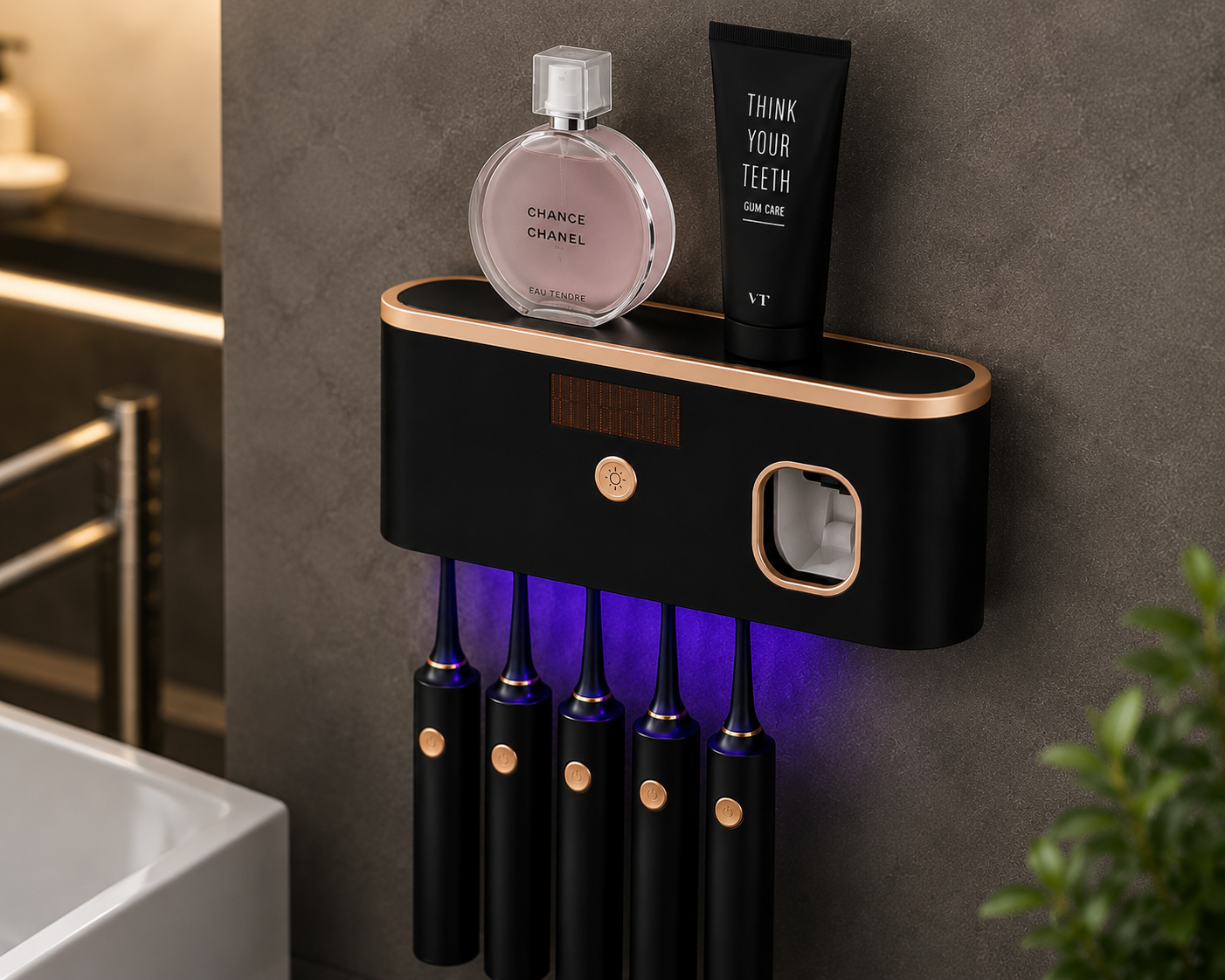 Wall-Mounted UV Toothbrush Sterilizer & Holder – USB Rechargeable  | SAMBOVA