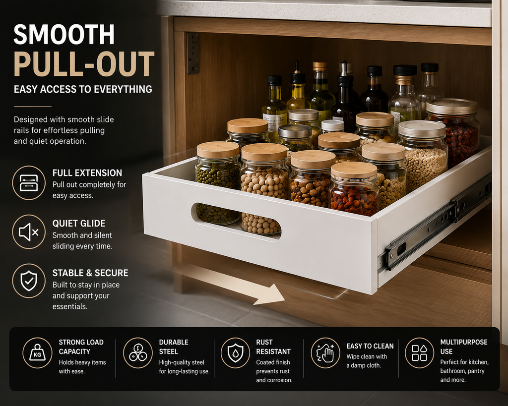Pull-Out Cabinet Organizer Drawer – Sliding Kitchen & Pantry Storage | SAMBOVA