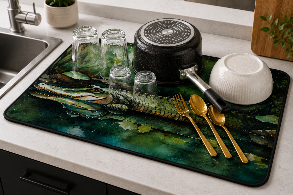 Alligator Dish Drying Mat – Super Absorbent Kitchen Counter Drying Pad | SAMBOVA