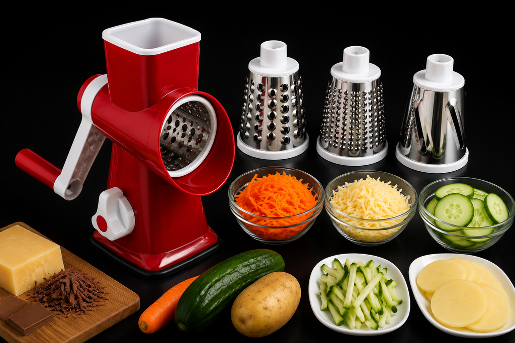 Multi-Function Rotary Vegetable & Cheese Chopper – 3 Interchangeable Blades | SAMBOVA