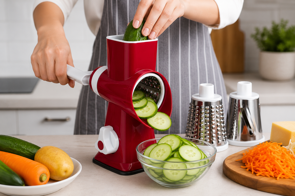 Multi-Function Rotary Vegetable & Cheese Chopper – 3 Interchangeable Blades | SAMBOVA