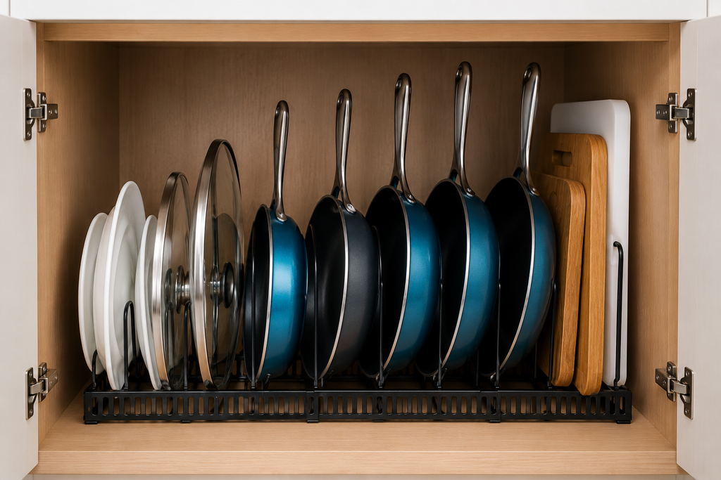 Expandable Pots & Pans Organizer Rack – Adjustable Kitchen Cabinet Storage | SAMBOVA