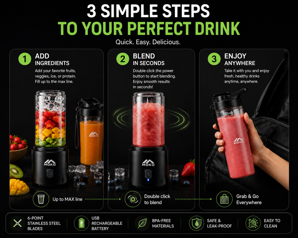 Portable Personal Blender – USB Rechargeable Smoothie & Juice Maker | SAMBOVA