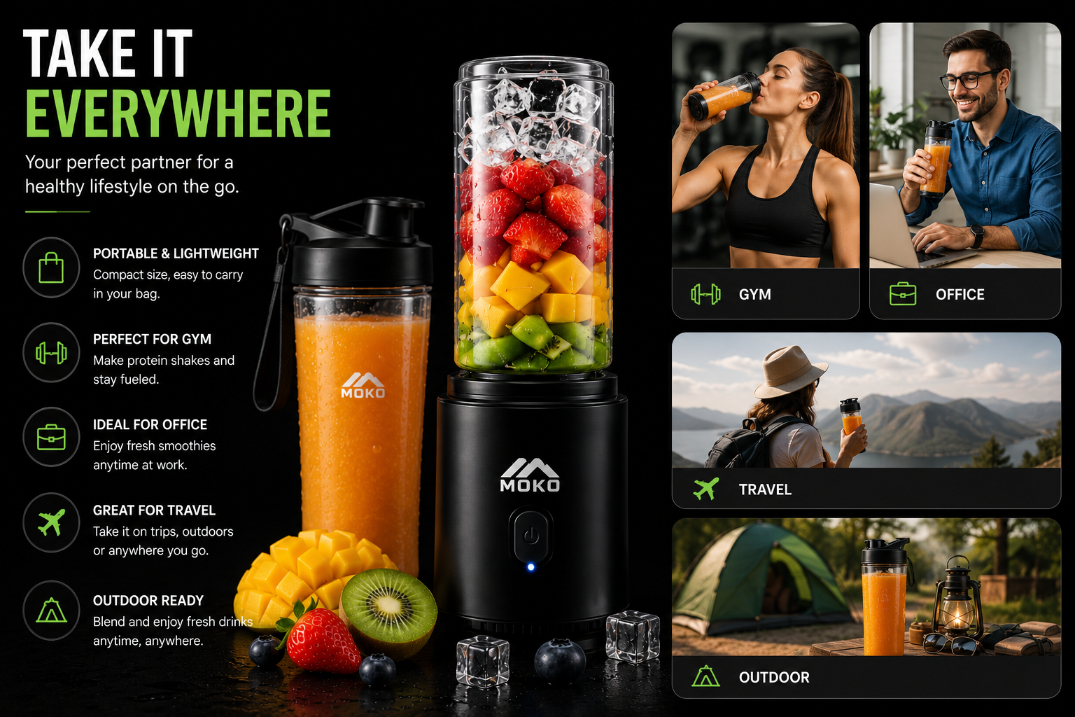 Portable Personal Blender – USB Rechargeable Smoothie & Juice Maker | SAMBOVA
