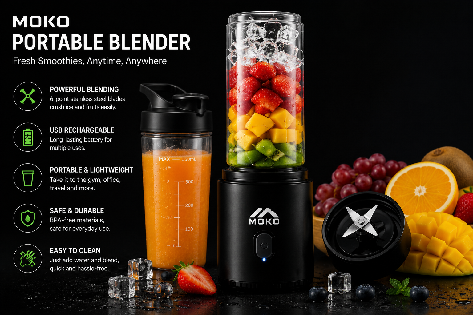 Portable Personal Blender – USB Rechargeable Smoothie & Juice Maker | SAMBOVA