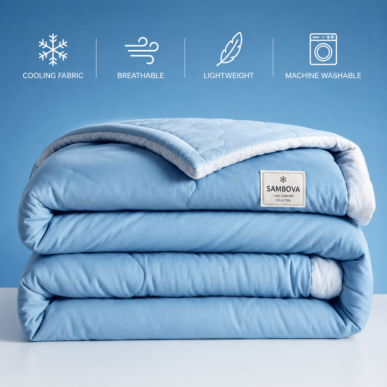 SAMBOVA™ Cooling Comfort Blanket – Breathable Lightweight Summer Blanket for Hot Sleepers