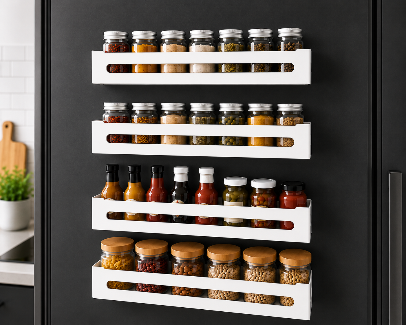 Magnetic Fridge Spice Rack Organizer | Space-Saving Kitchen Storage