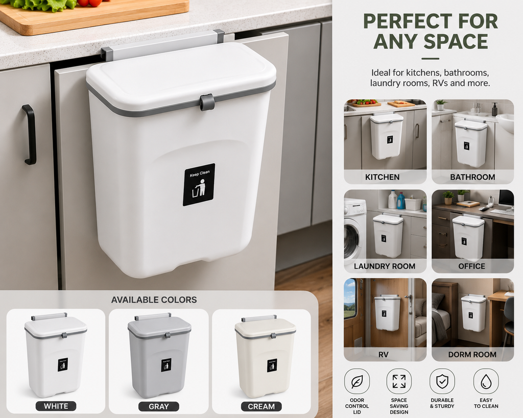 FlexBin™ Hanging Kitchen Trash Can with Lid | SAMBOVA
