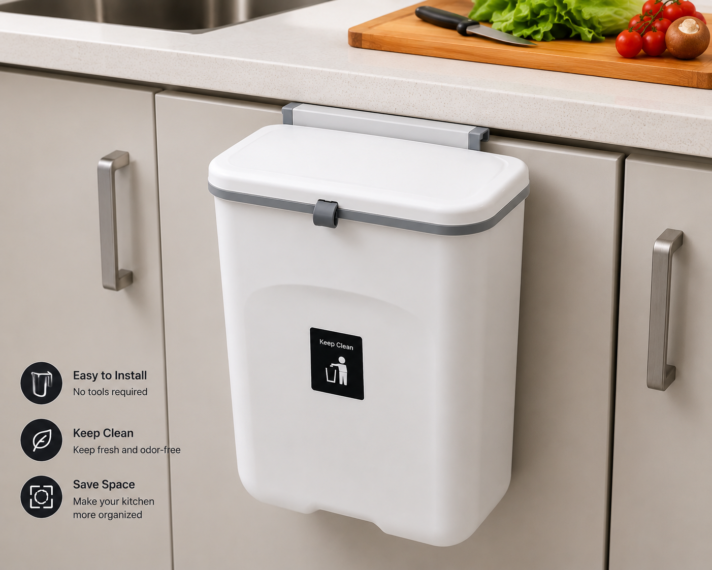 FlexBin™ Hanging Kitchen Trash Can with Lid | SAMBOVA