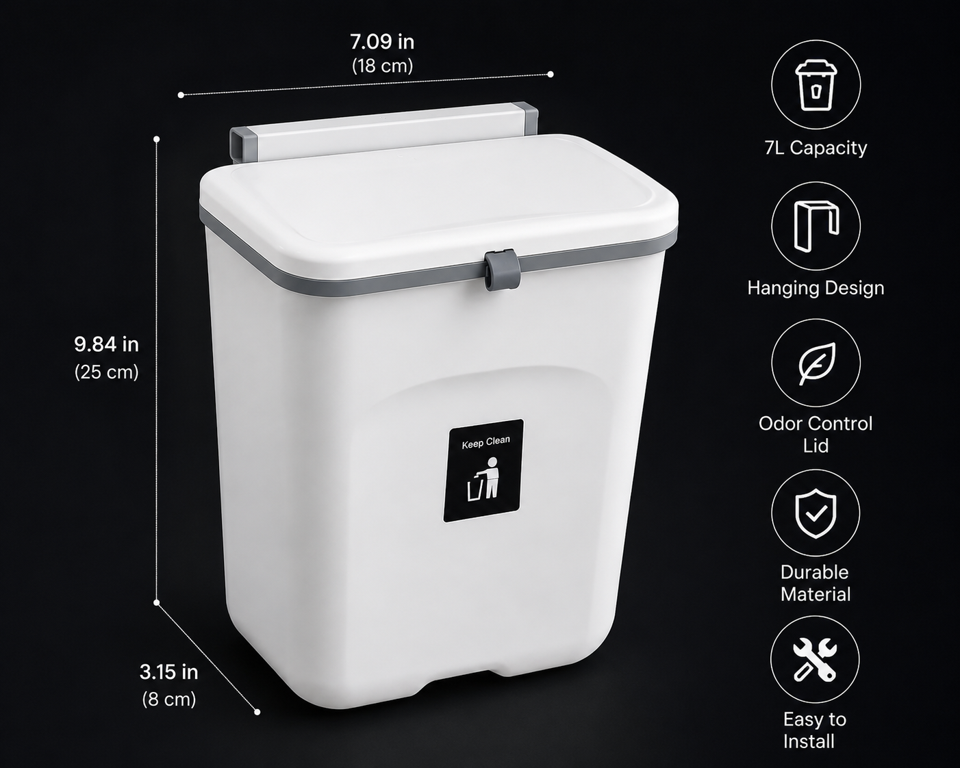 FlexBin™ Hanging Kitchen Trash Can with Lid | SAMBOVA