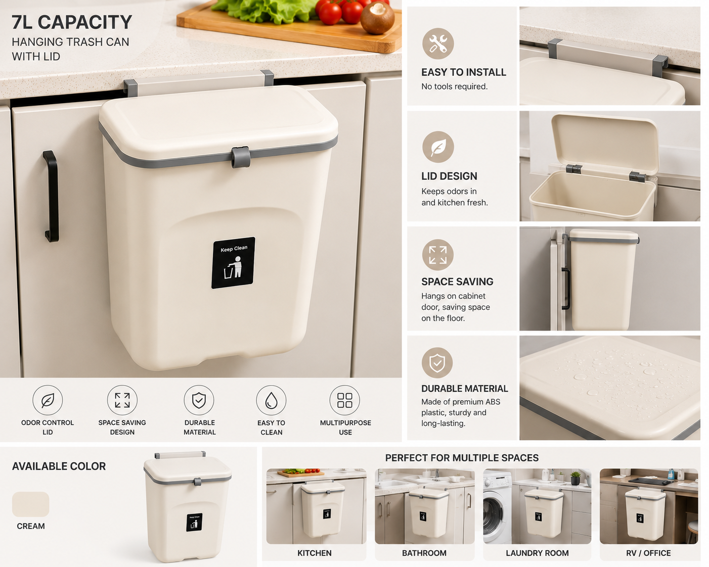 FlexBin™ Hanging Kitchen Trash Can with Lid | SAMBOVA
