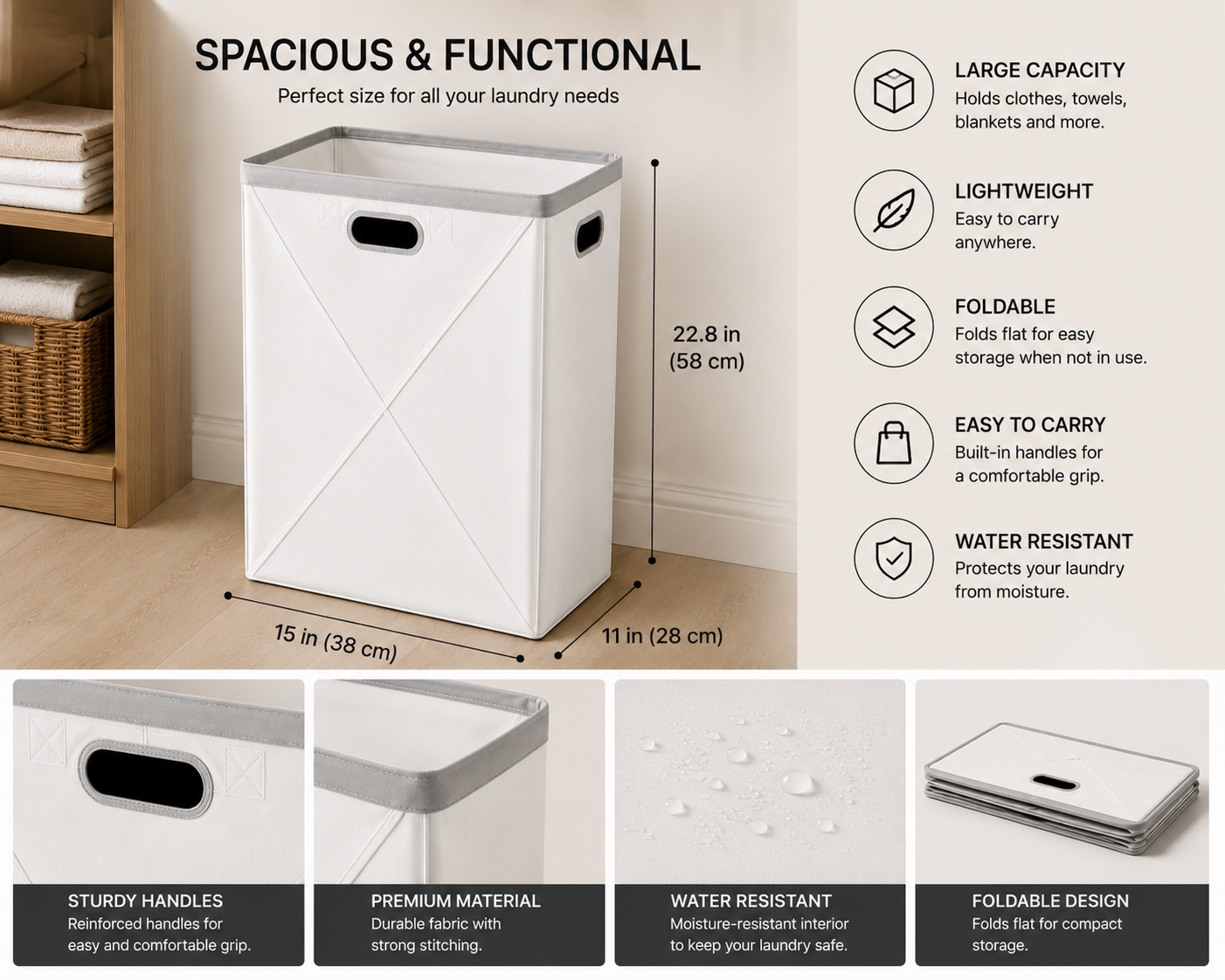 FoldEase™ Collapsible Laundry Hamper | SAMBOVA