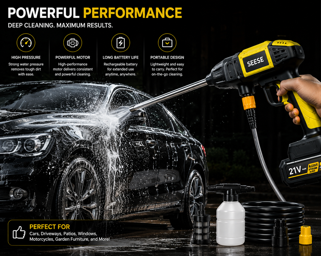 Cordless High-Pressure Washer Pro – Portable Rechargeable Power Cleaner | SAMBOVA
