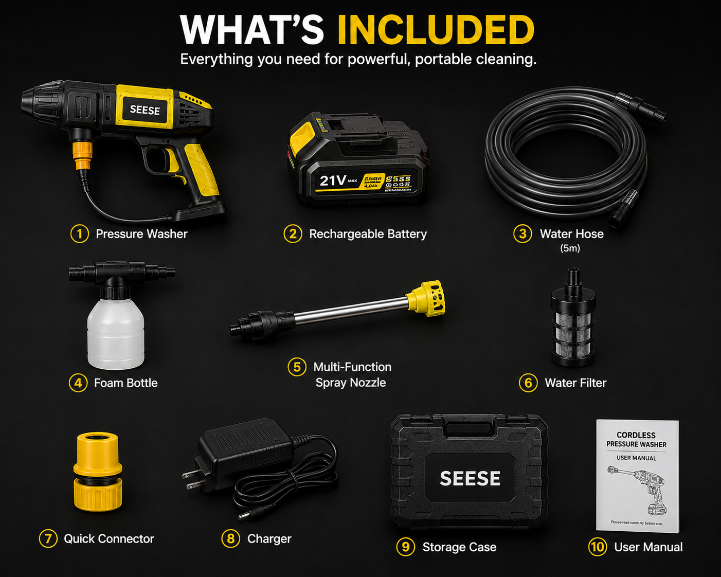 Cordless High-Pressure Washer Pro – Portable Rechargeable Power Cleaner | SAMBOVA