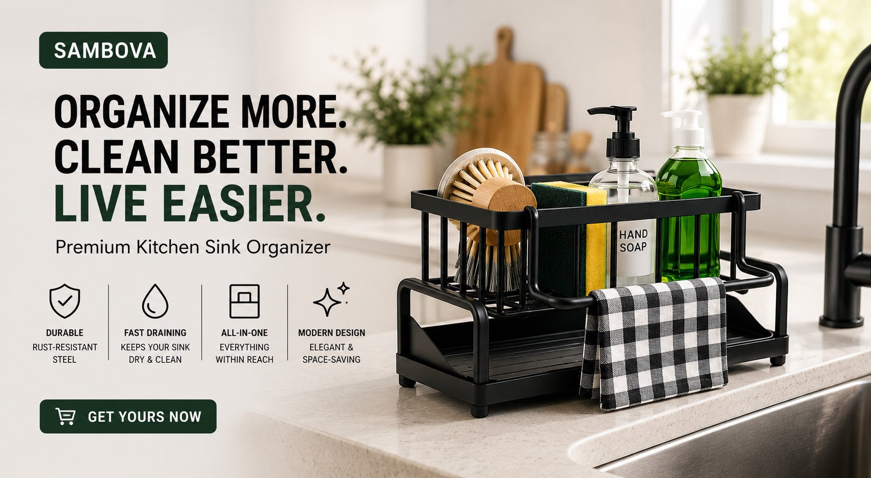 Premium Kitchen Sink Organizer | SAMBOVA